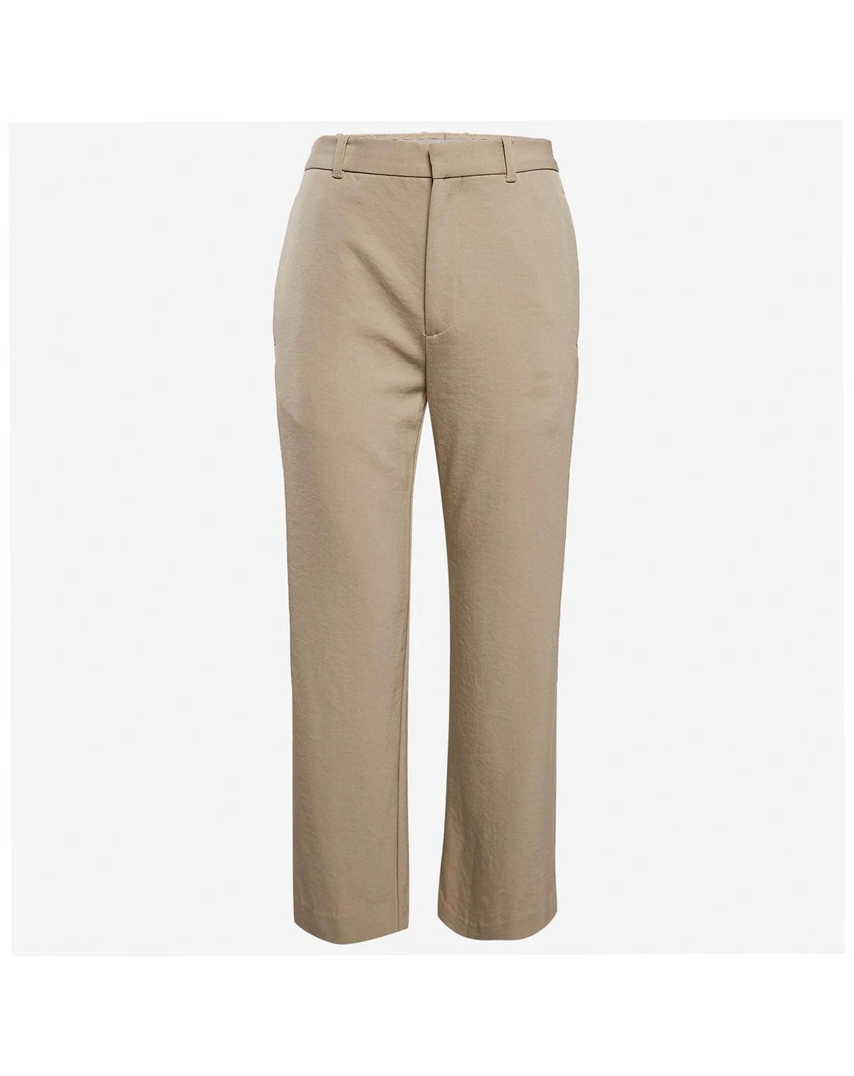 Women's Beige Gabardine Straight-Leg Formal Trousers