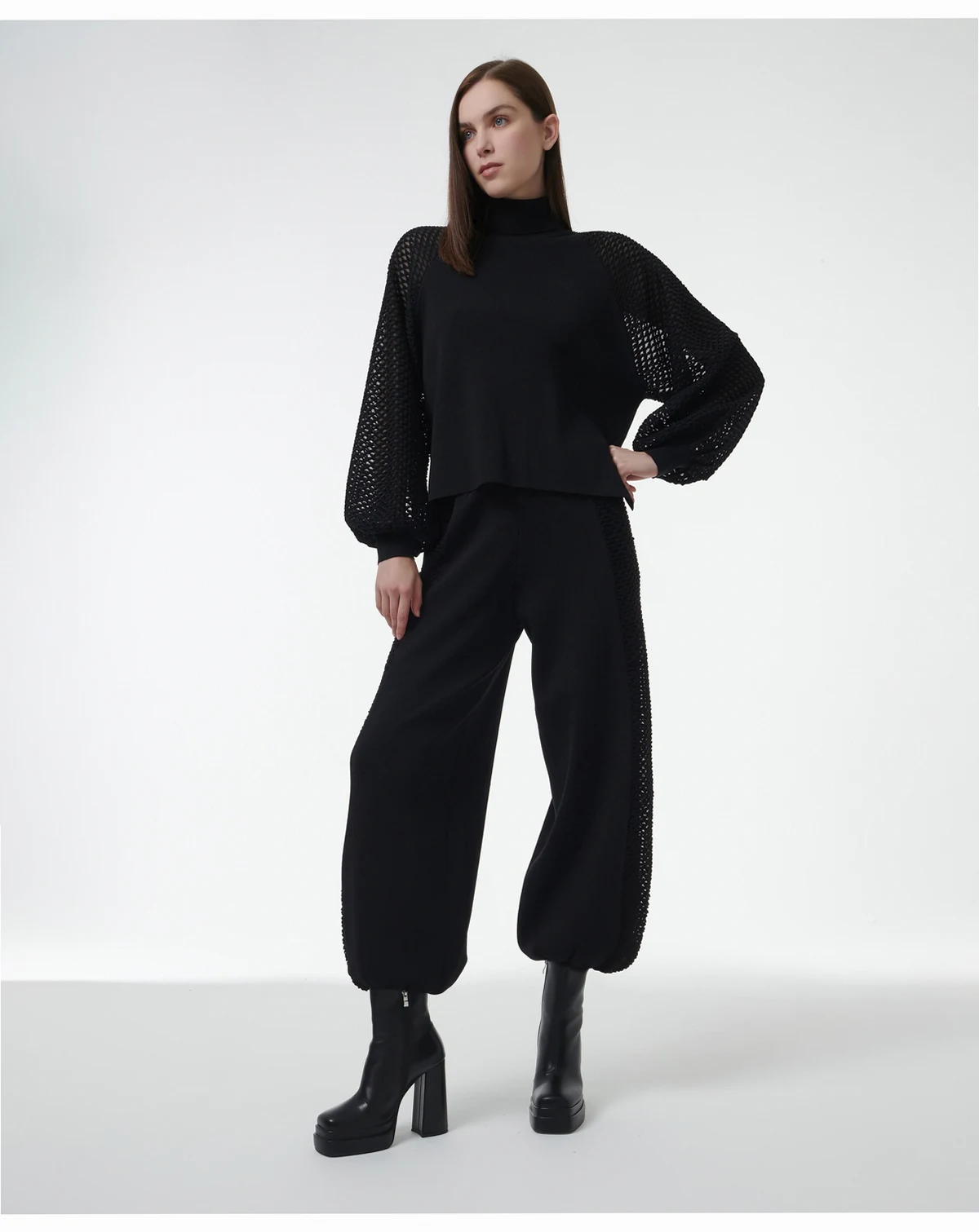 Women's Mesh Detail Knit Trousers