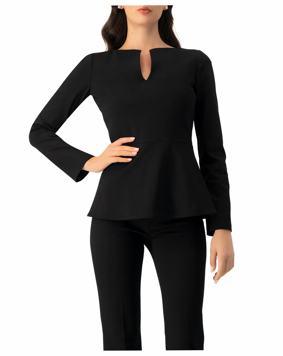 Women's Straight Blouse with Back Zipper