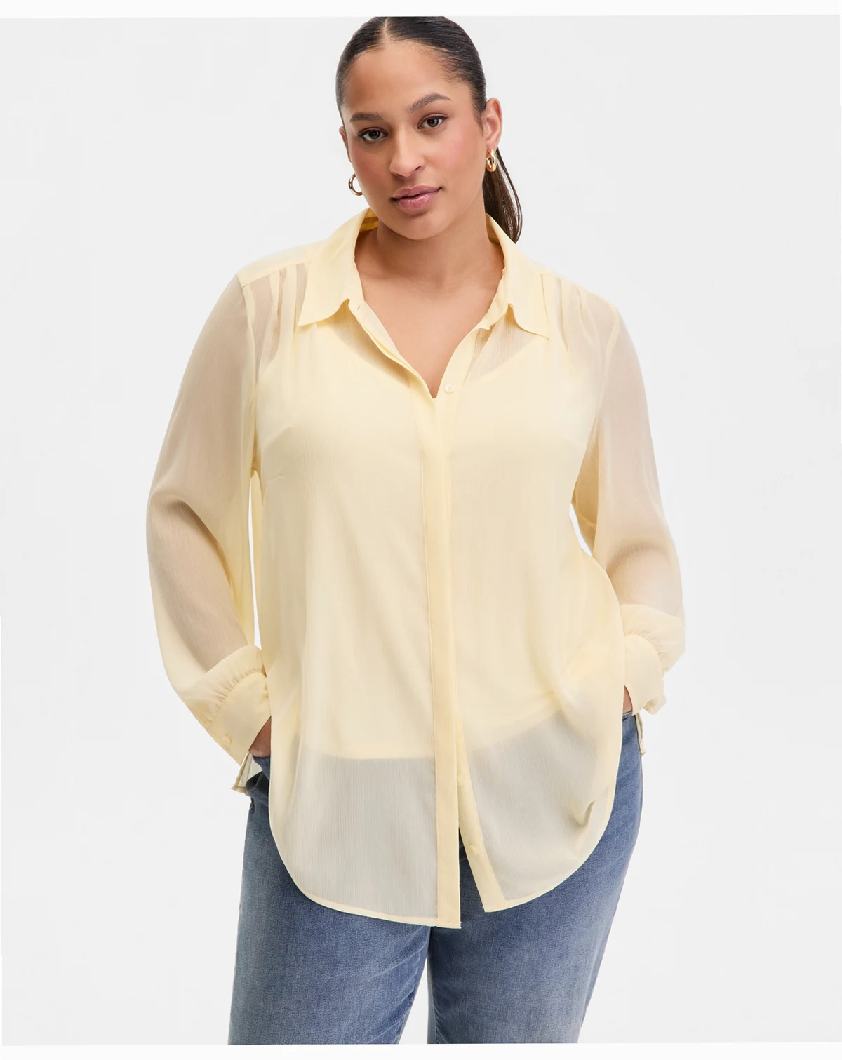 Plus Size Collared Button-Front Shirt, Macy's Exclusive