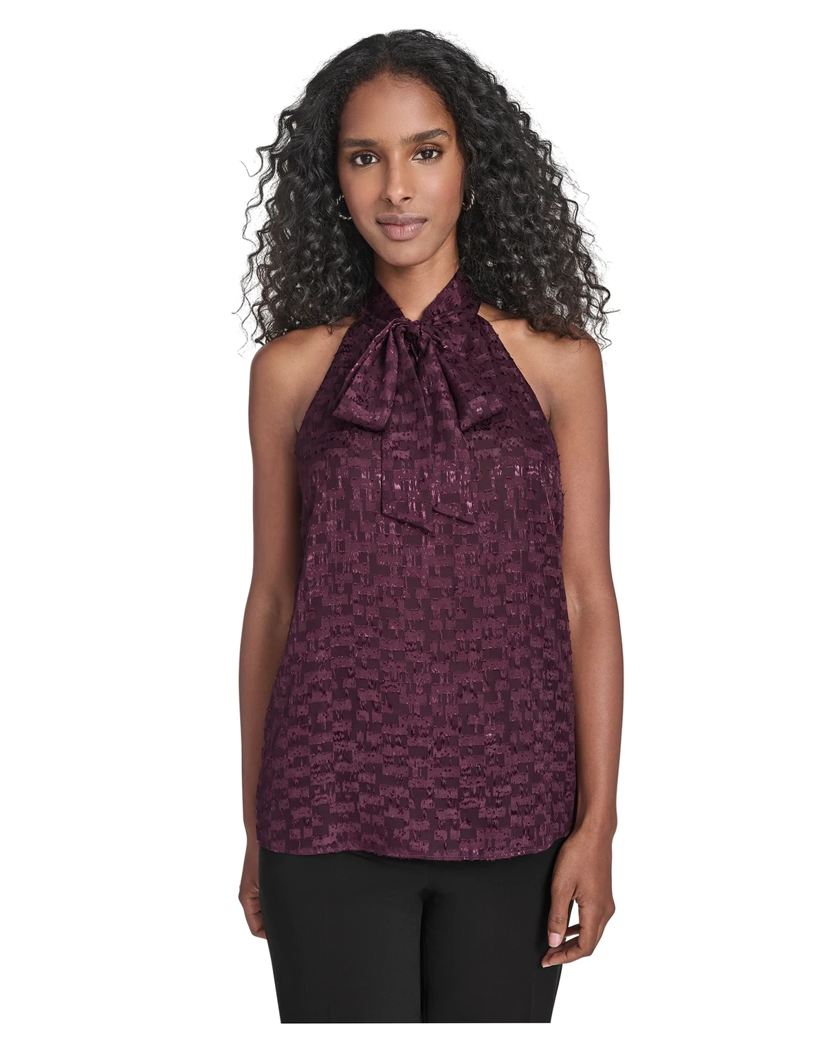 Women's Novelty Sleeveless Tie Neck Top