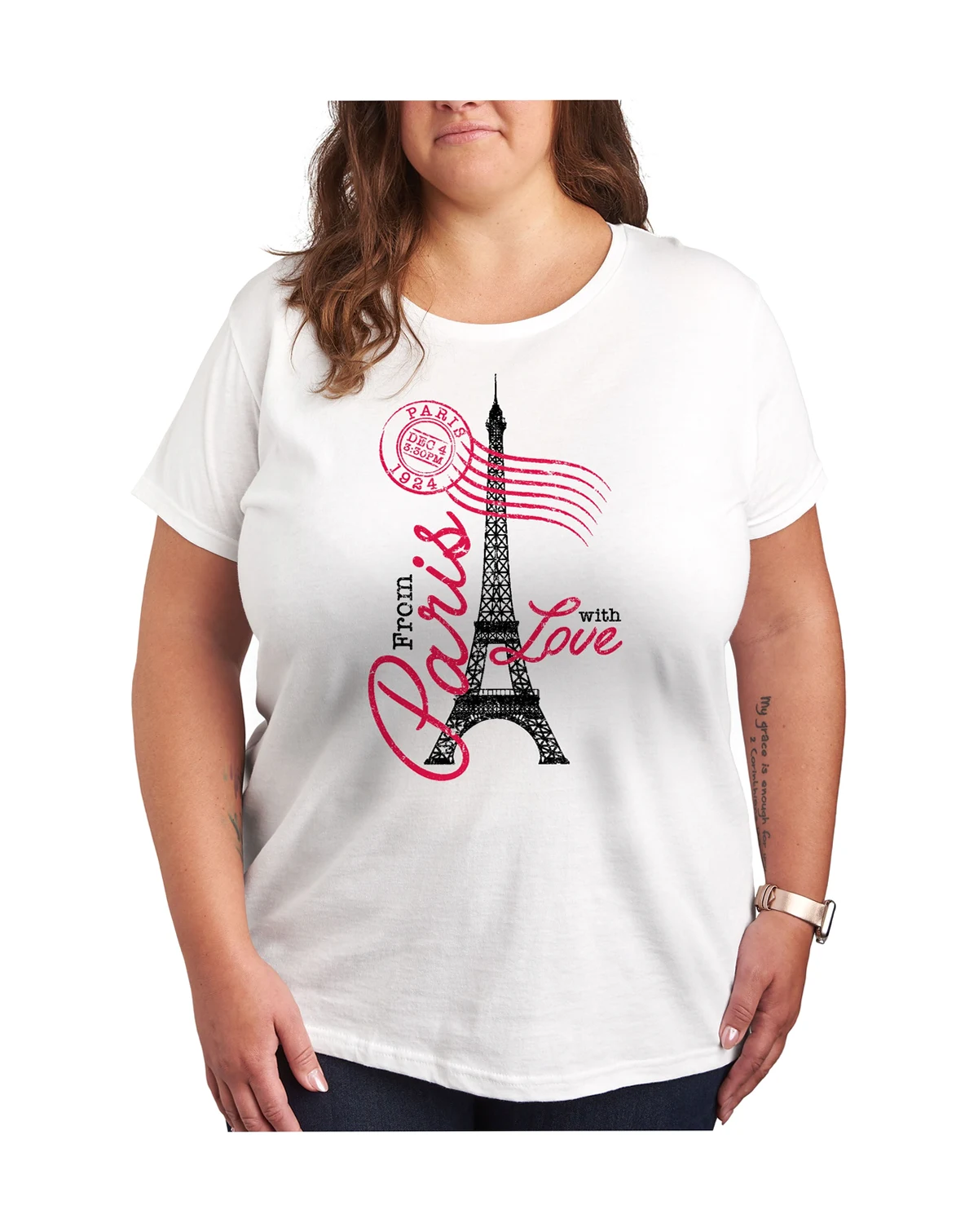 Paris Love Postmark Plus Size Graphic T-Shirt