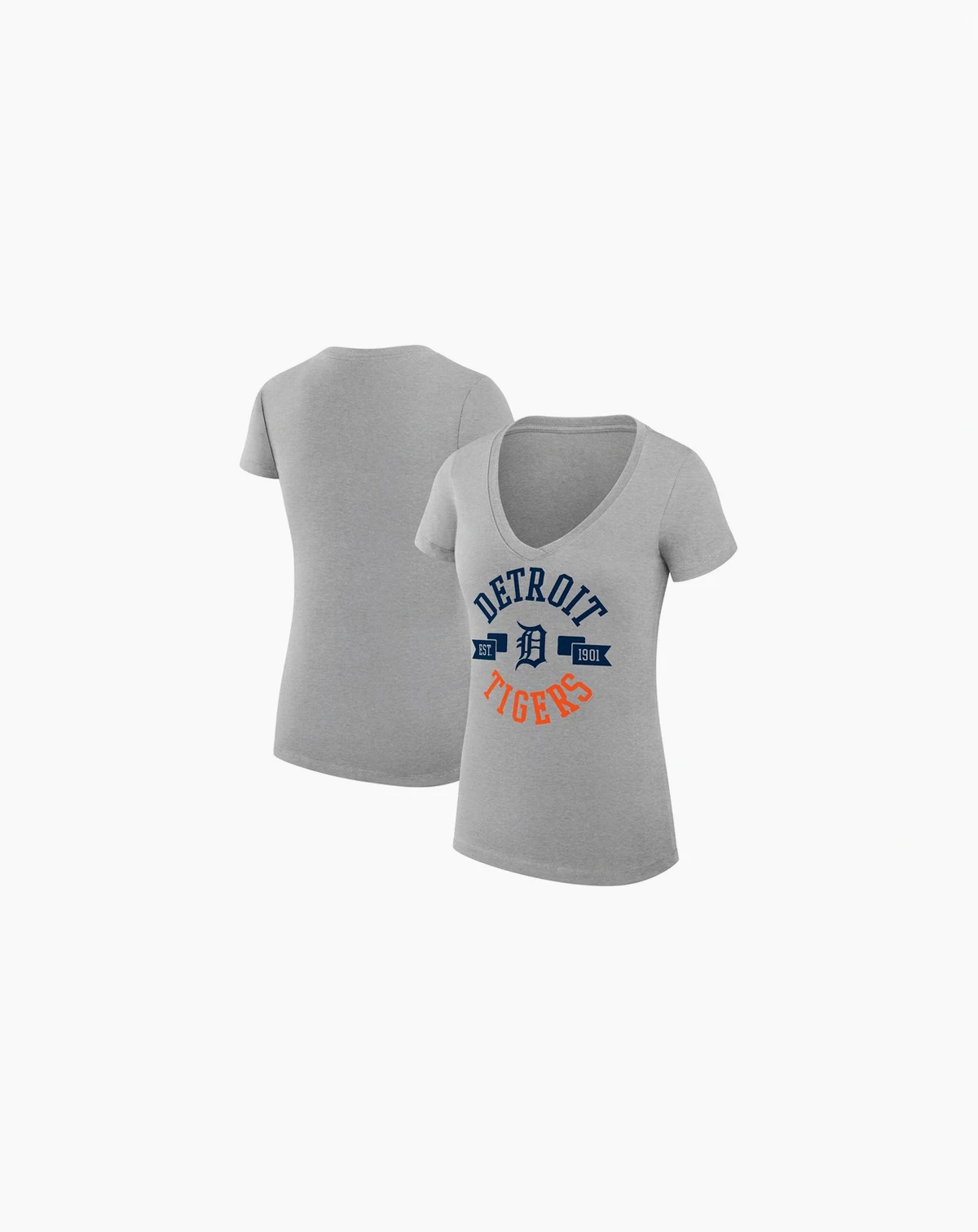 Women's Heather Gray Detroit Tigers City Graphic V-Neck Fitted T-Shirt