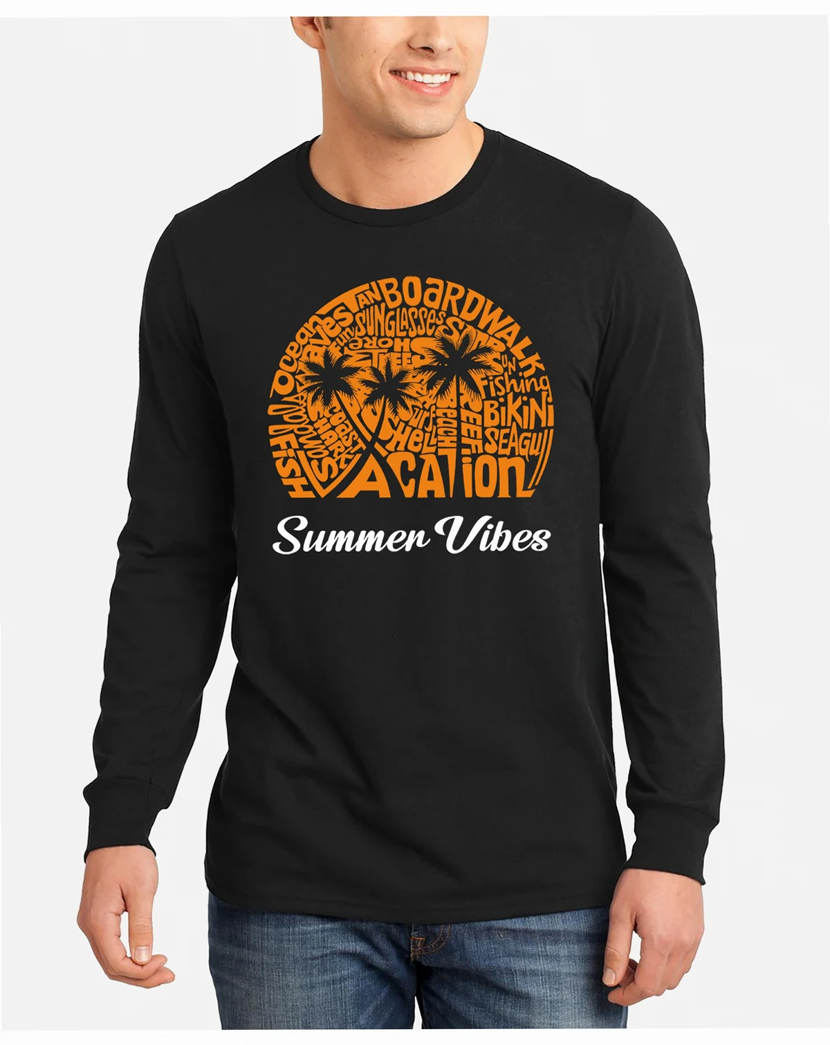 Men's Summer Vibes Word Art Long Sleeve T-Shirt