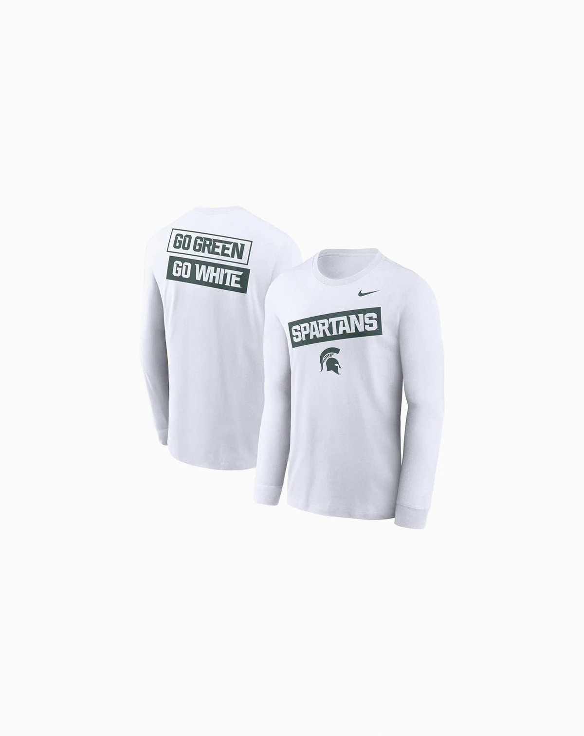 Men's White Michigan State Spartans Two-Hit Classic Location Long Sleeve T-Shirt