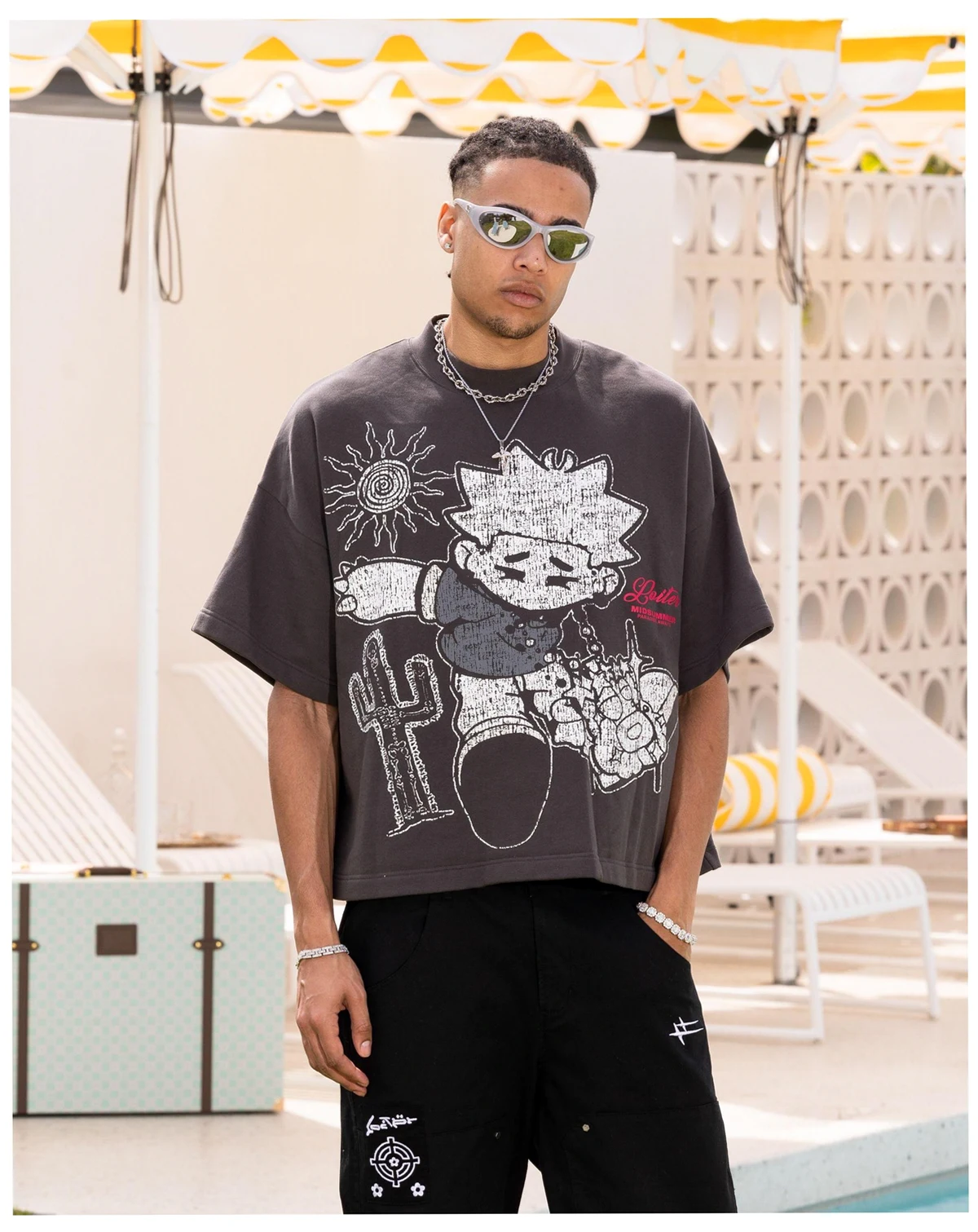 Men's Palm Spring Box T-Shirt Charcoal