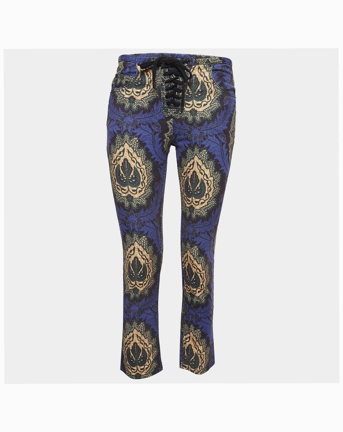 Women's Etoile Purple Floral Print Cotton Lace-Up Trousers