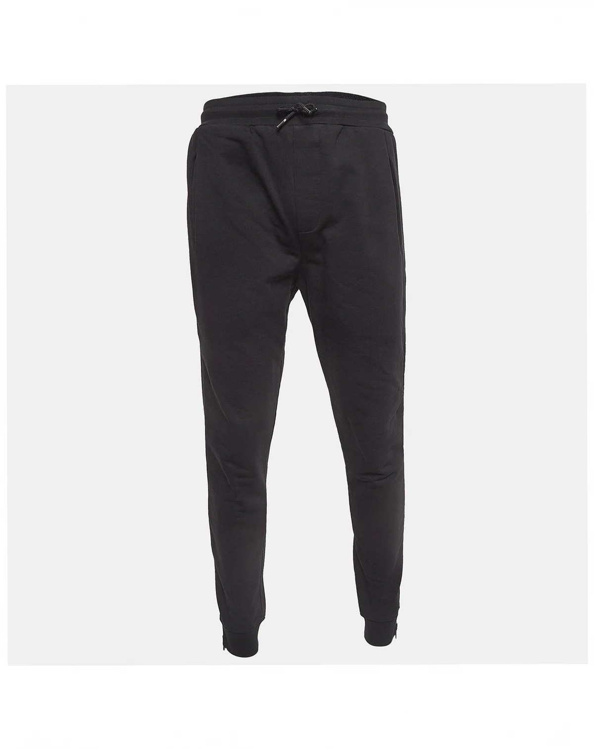 Women's Black Heavy Knit Zipper Detail Joggers