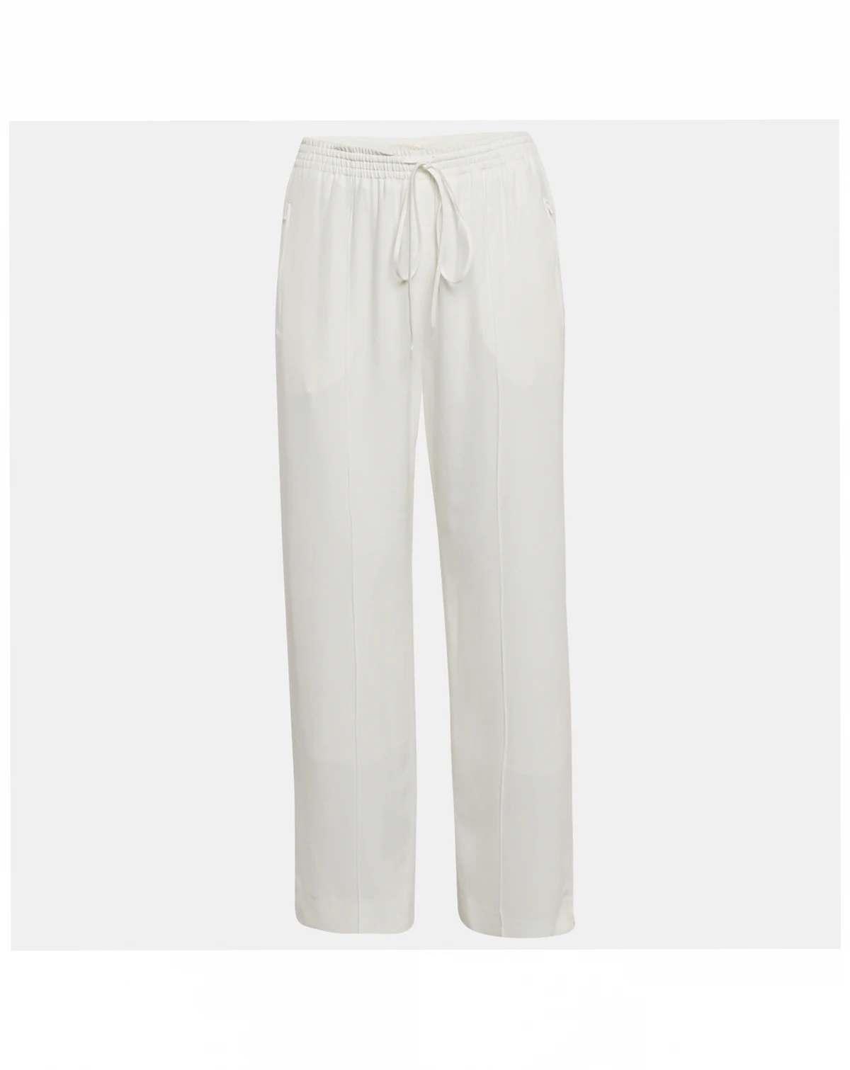 Women's Milk White Crepe Wide-Leg Pants