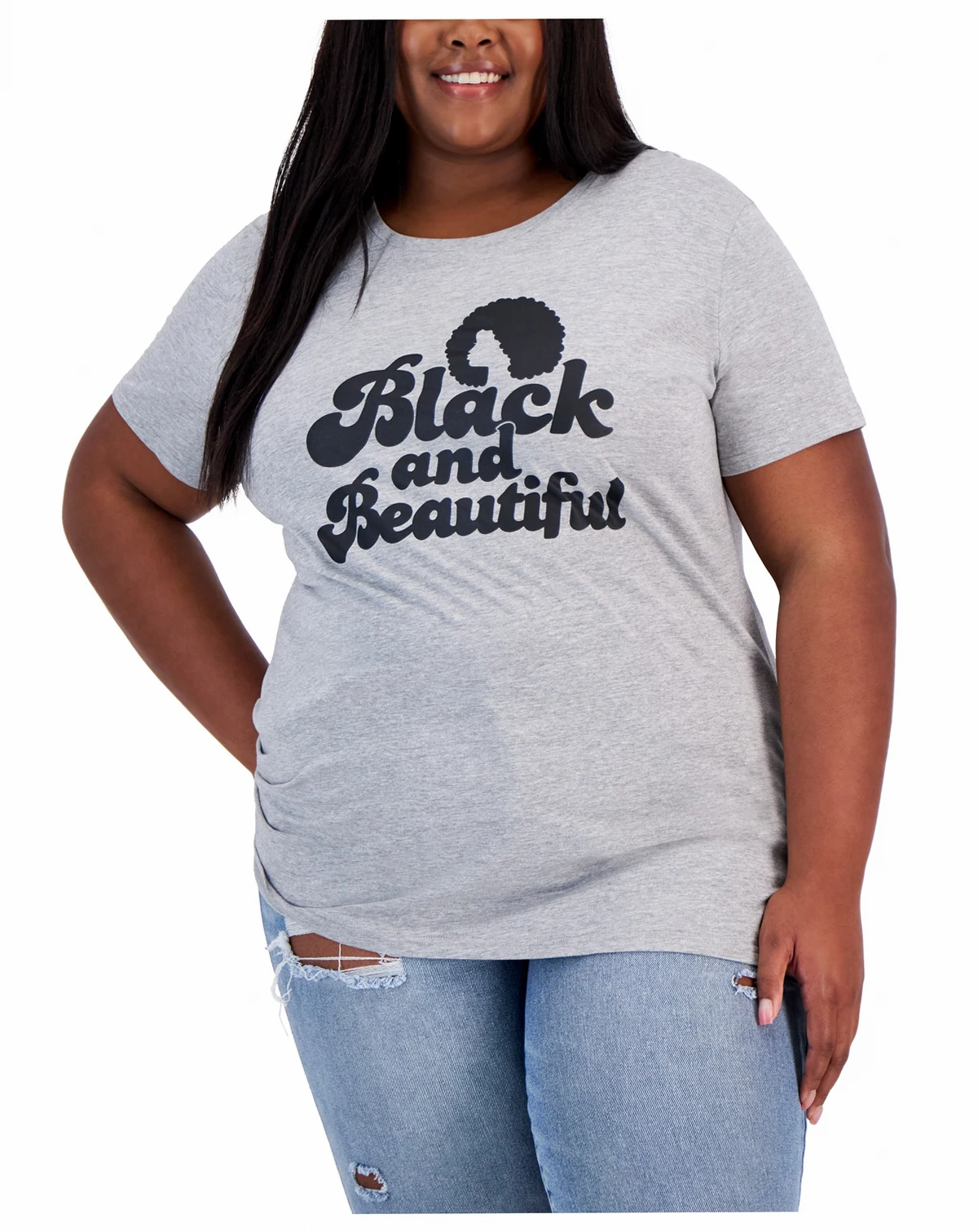 Trendy Plus Size Black Beautiful Graphic T-Shirt