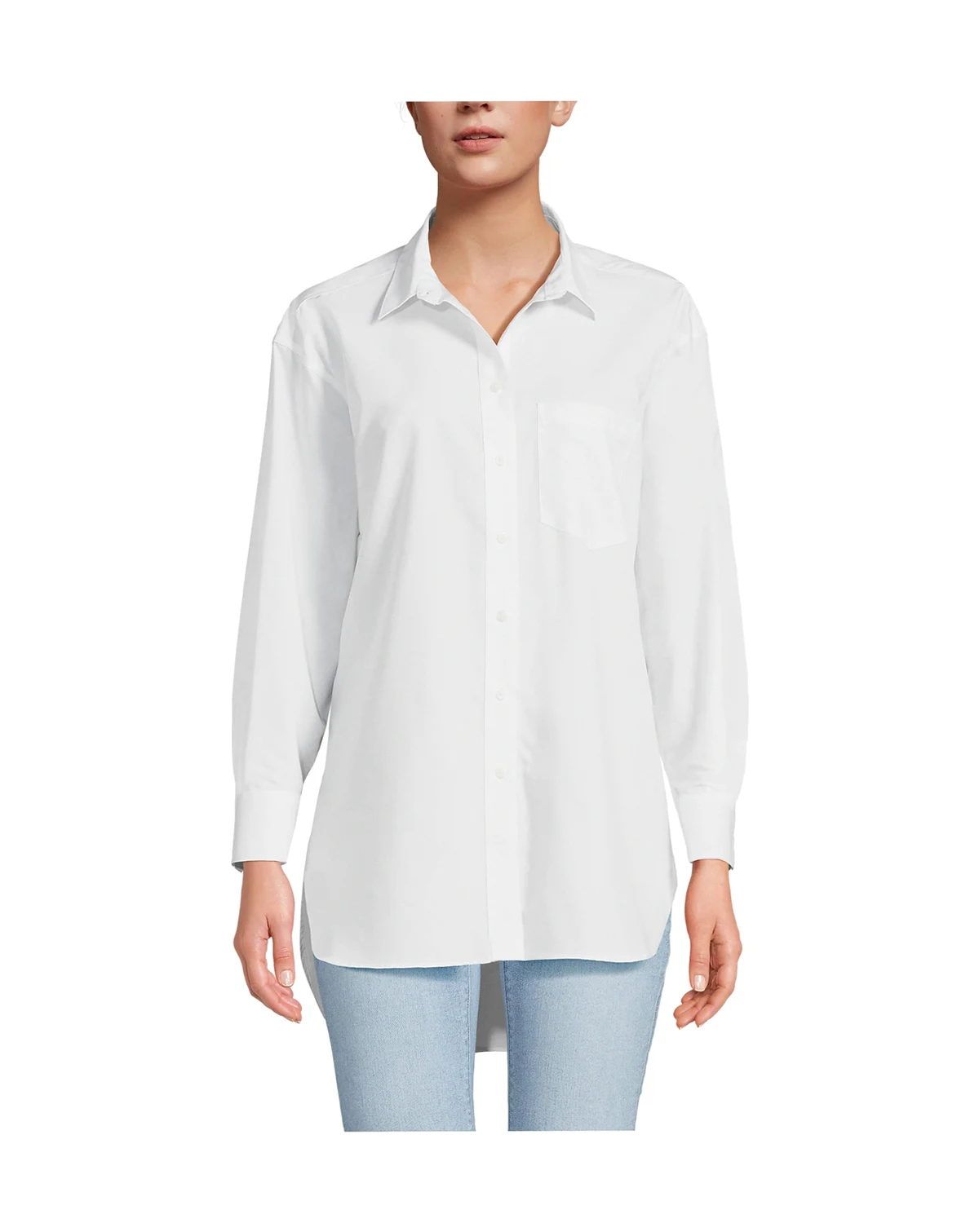 Women's No Iron Poplin Extra Long Tunic