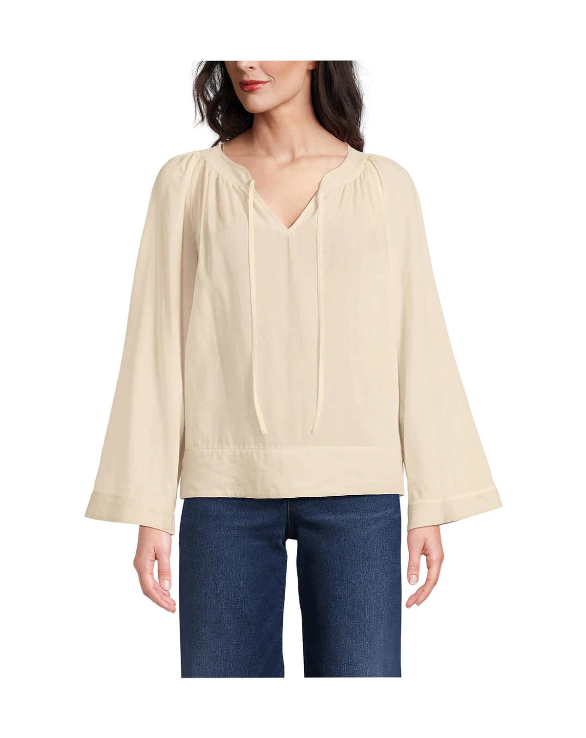 Women's Voile Tie Neck Poet Blouse