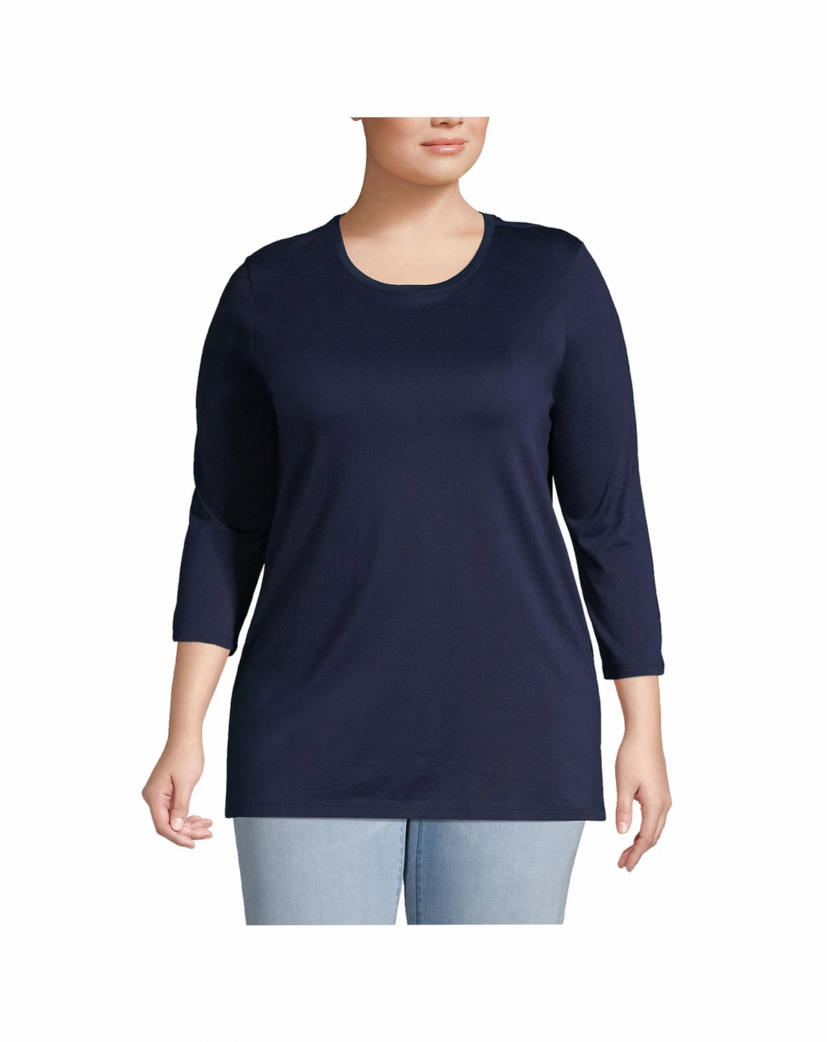 Women's Plus Size 3/4 Sleeve Cotton Supima Crewneck Tunic