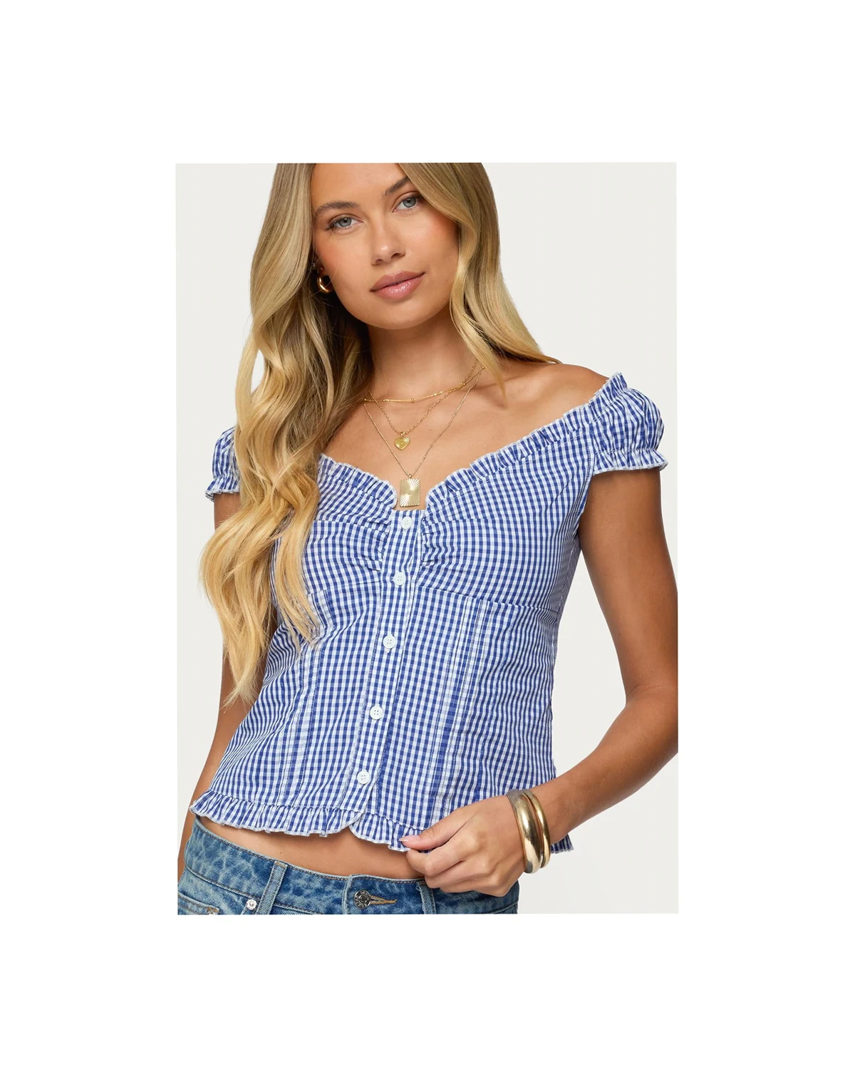 Women's Dorothie Gingham Button Up Top