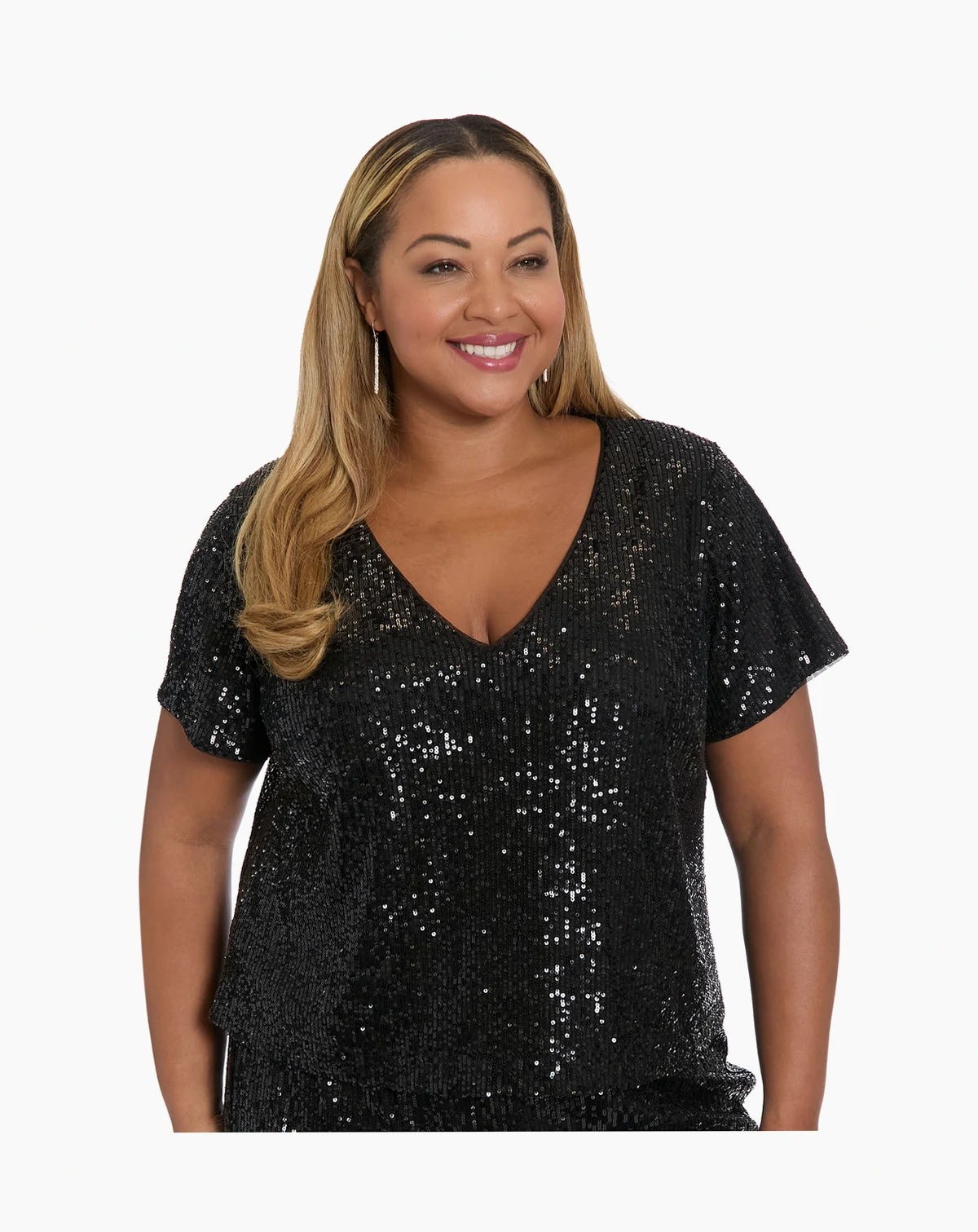 Plus Size Cropped V-Neck Top