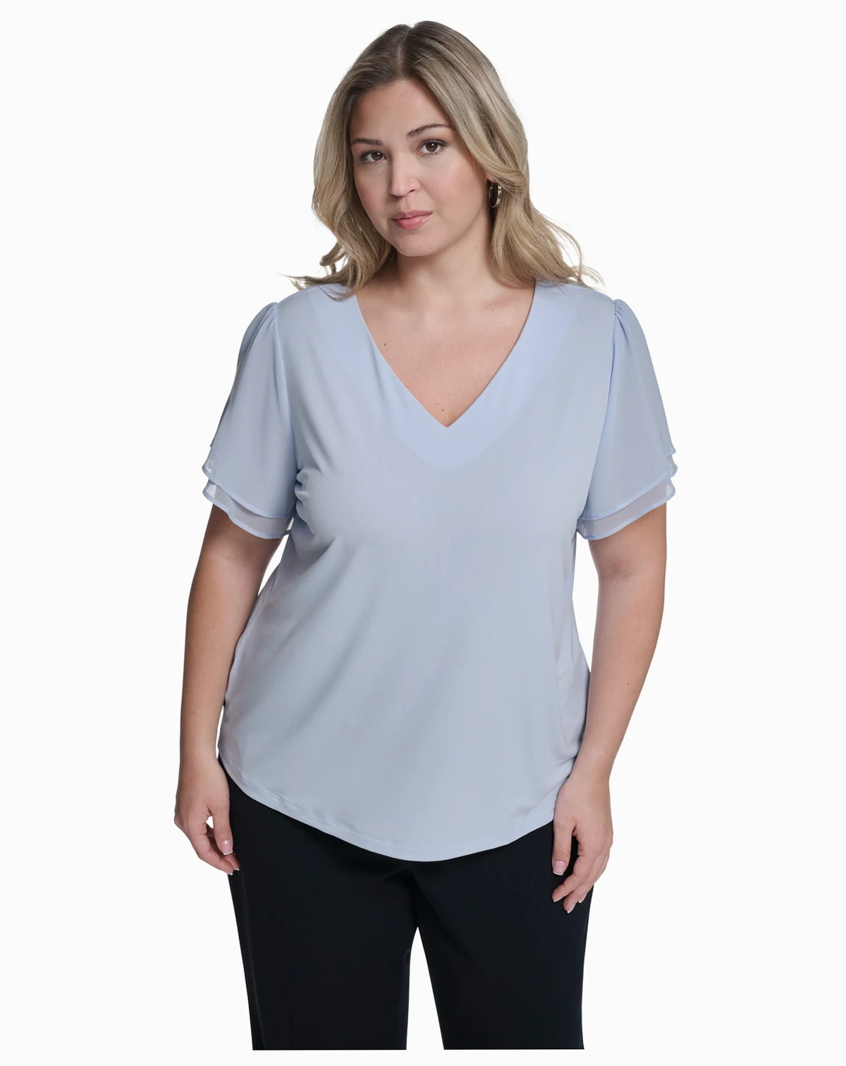 Plus Size V-Neck Pull-On Top