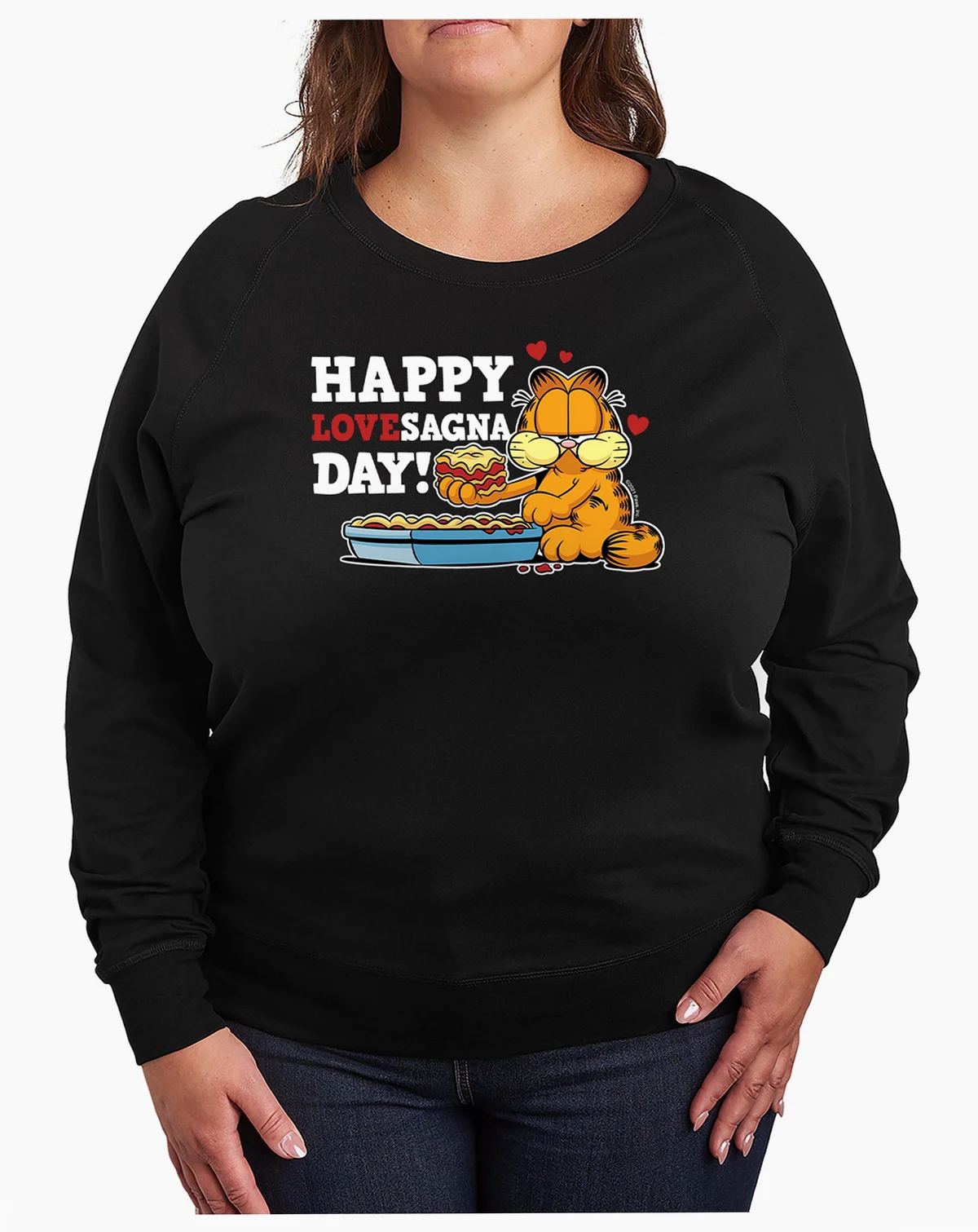 Women's Garfield Happy Lovesagna Day French Terry Long-Sleeve T-Shirt