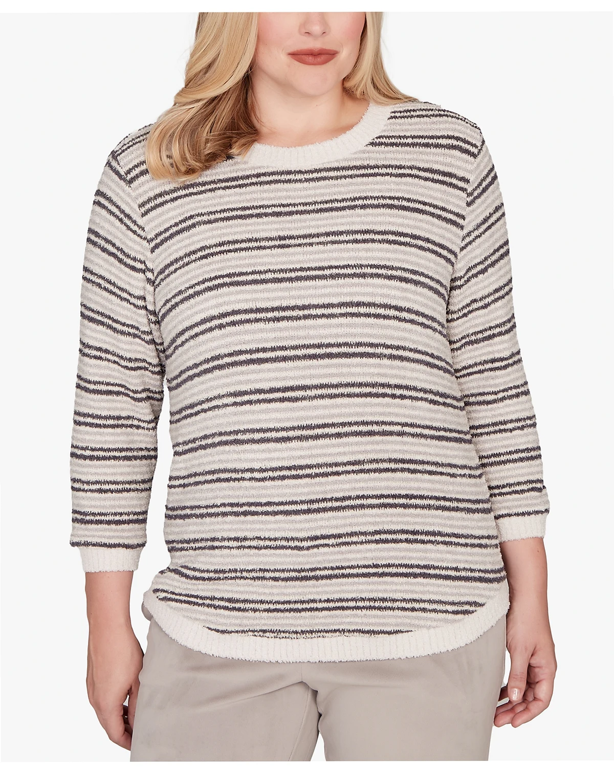 Petite Calm Luxe Eyelash Striped Knit Top