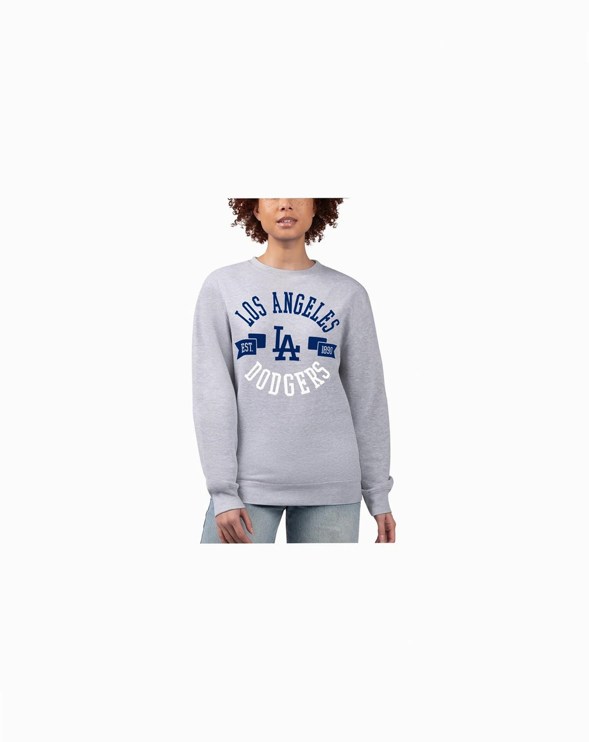 Women's Heather Gray Los Angeles Dodgers Team Logo Fleece Pullover Sweatshirt