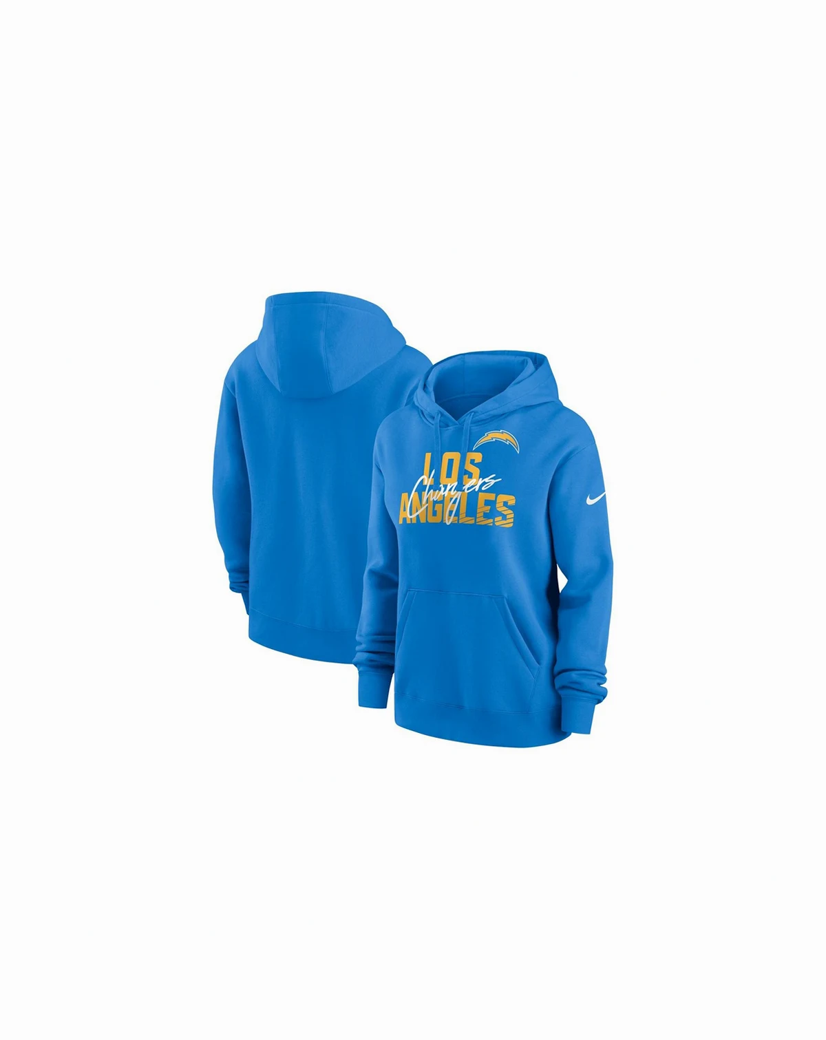 Women's Powder Blue Los Angeles Chargers Wordmark Club Fleece Pullover Hoodie