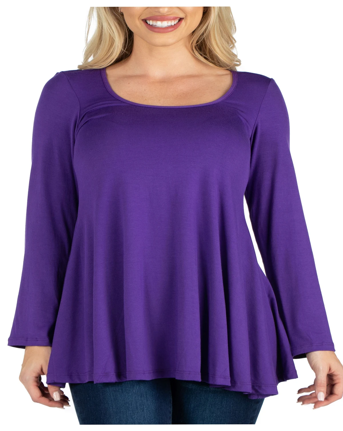 Women's Long Sleeve Swing Style Flared Tunic Top