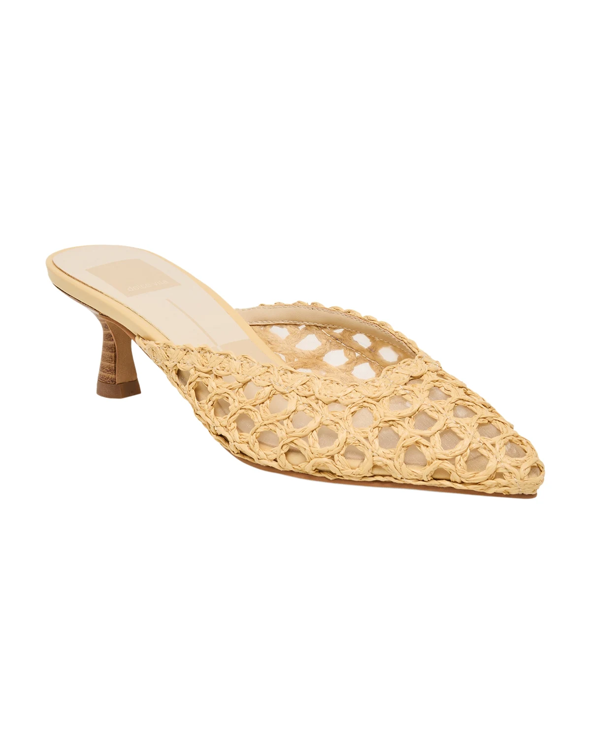 Women's Cleo Loop Raffia Kitten Heel Mule Pumps