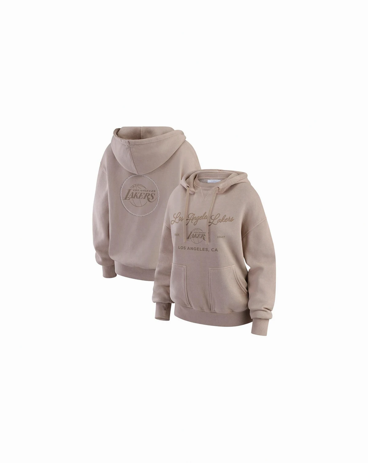 Women's Tan Los Angeles Lakers Washed Pullover Crewdie