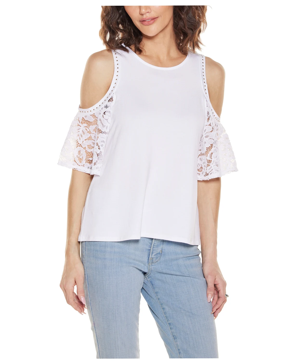 Women's Crochet Lace Cold Shoulder Top