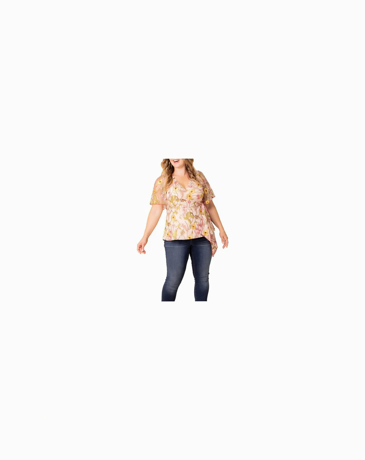 Plus Size Rosalie Embroidered Wrap Top
