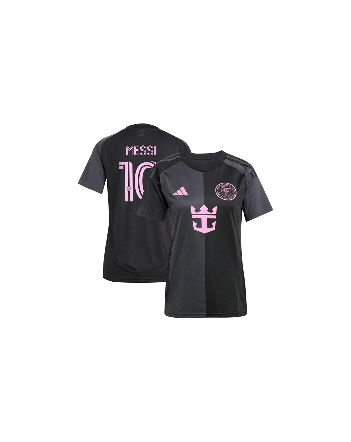 Women's Lionel Messi Black Inter Miami CF 2025 The Fortitude Kit Replica Player Jersey
