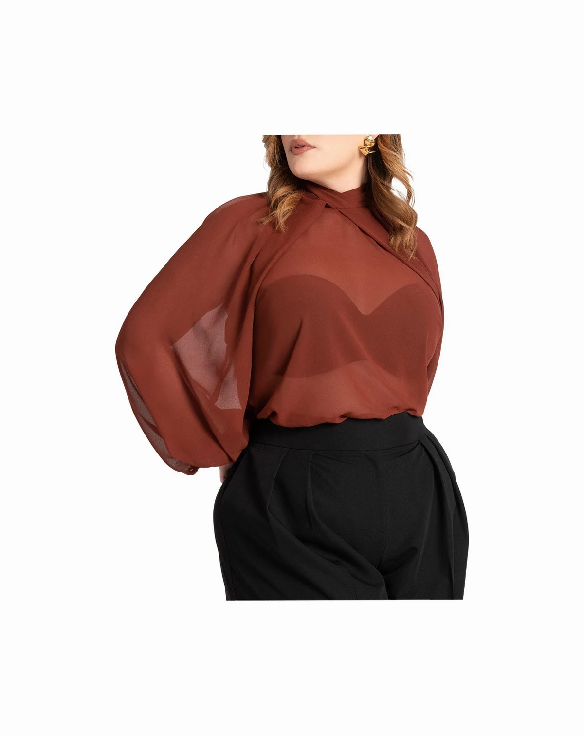 Women's Draped Sleeve Chiffon Top
