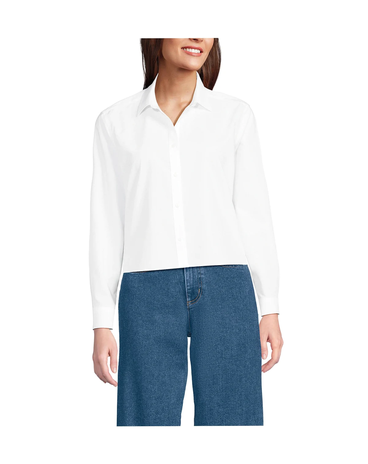 Women's No Iron Boxy Cropped Shirt