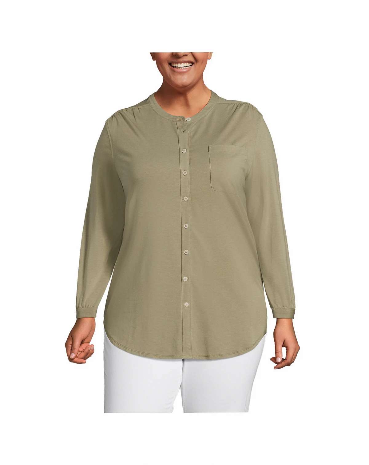 Plus Size Long Sleeve Jersey A-line Tunic