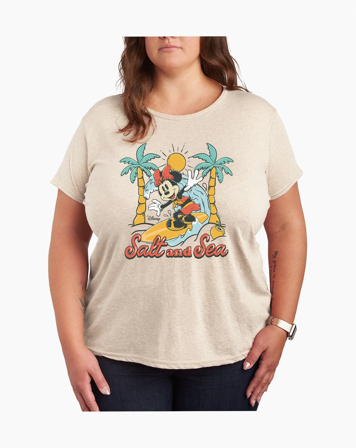Trendy Plus Size Minnie Mouse Salt & Sea Graphic Top