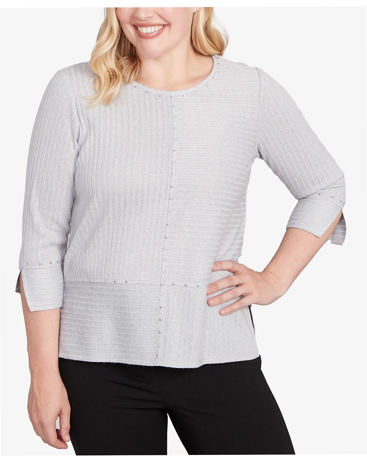 Women's Jet Setter Heat Set Embellished Solid Knit Top