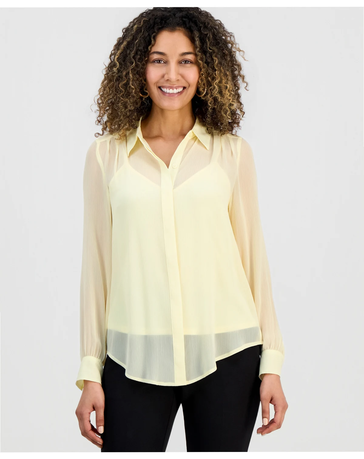 Petite Lined Sheer Blouse, Macy's Exclusive