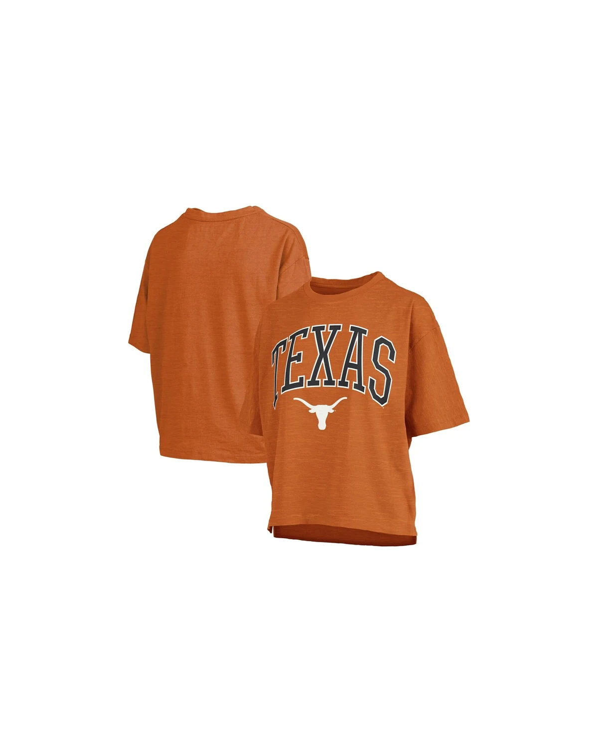 Women's Texas Orange Texas Longhorns Nelson Arch Over Logo Waist Length Oversized Slub T-Shirt