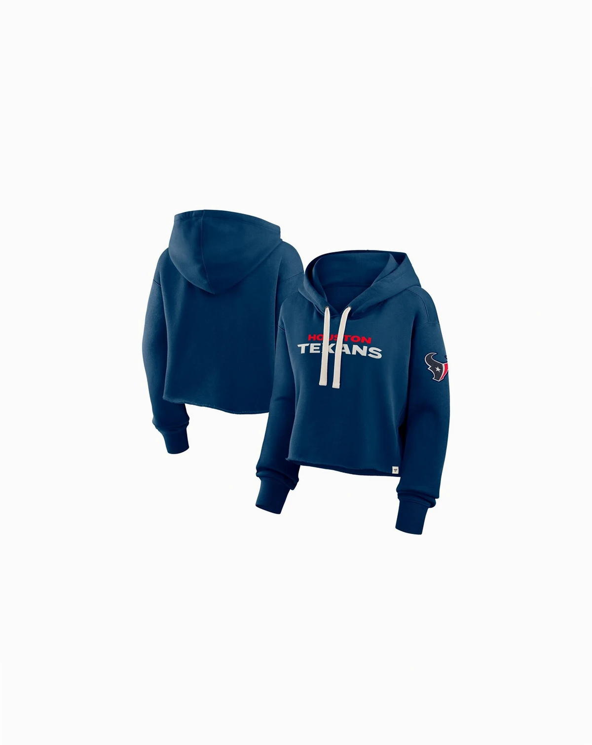 Women's Navy Houston Texans Oversized Hometown Heritage Cropped Hoodie