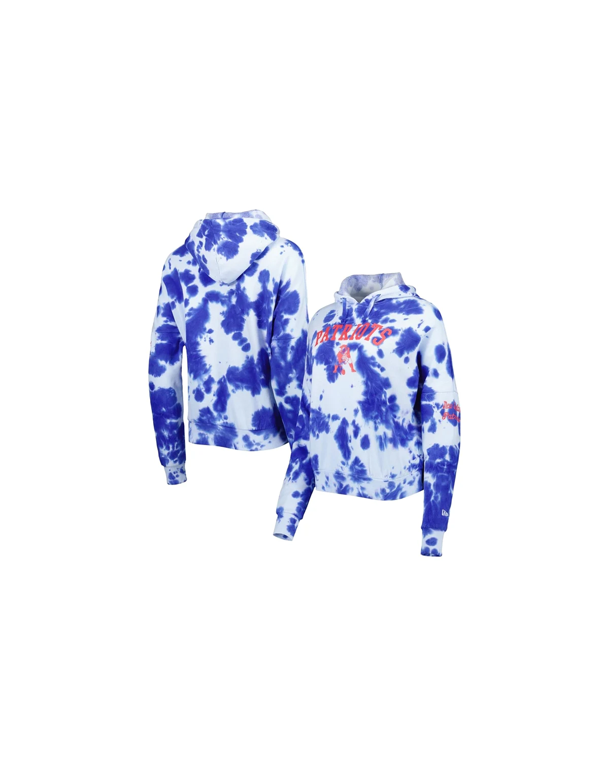 Women's Royal New England Patriots Cloud Dye Fleece Pullover Hoodie