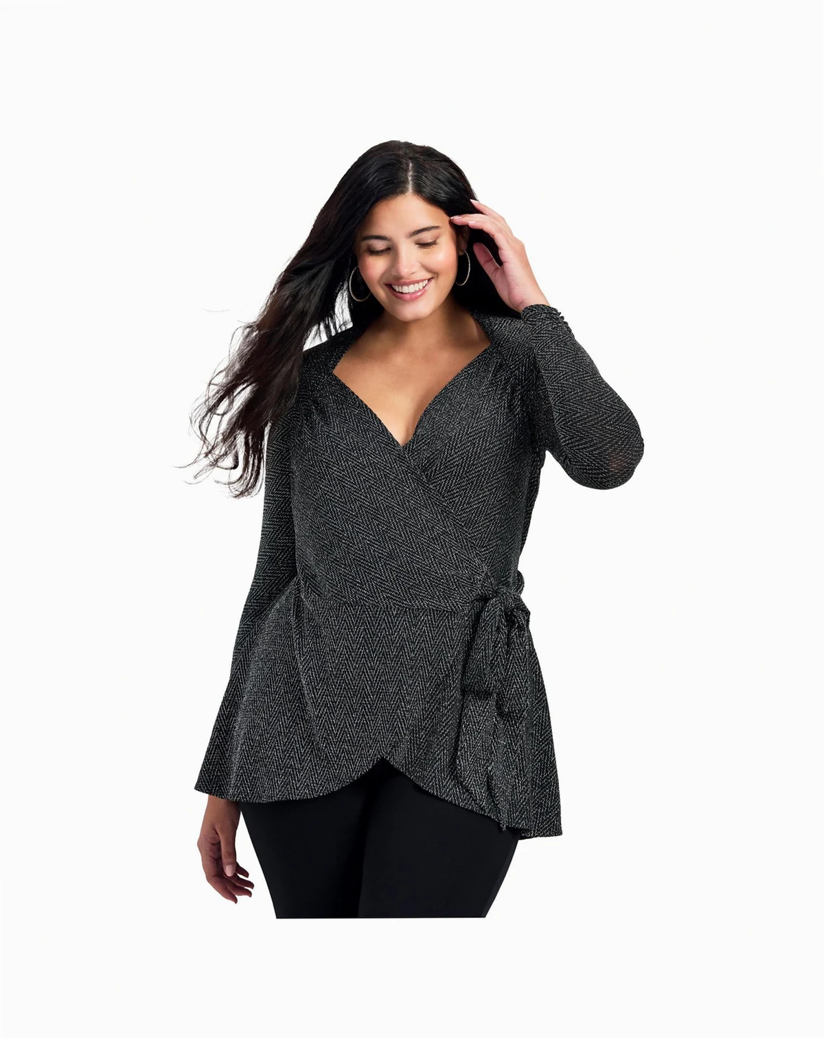 Women's Glamour Sparkle Wrap Top