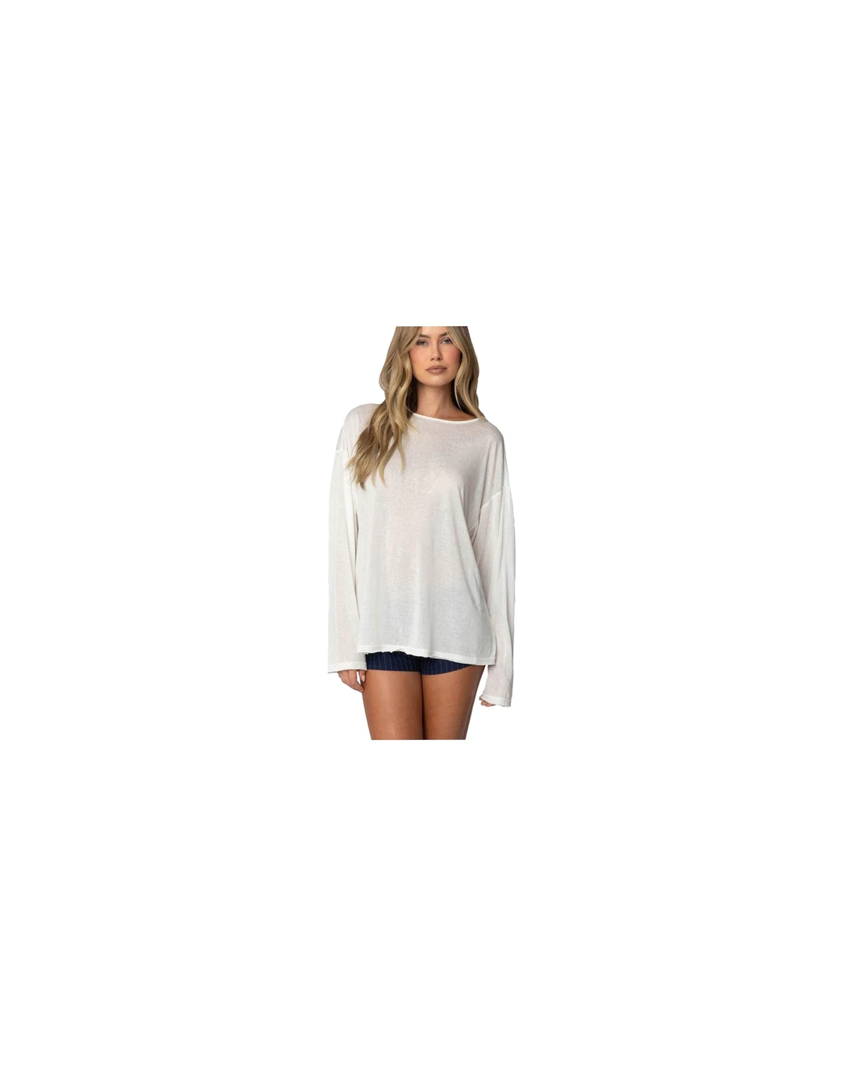 Womens Oversized Semi Sheer Long Sleeve T Shirt