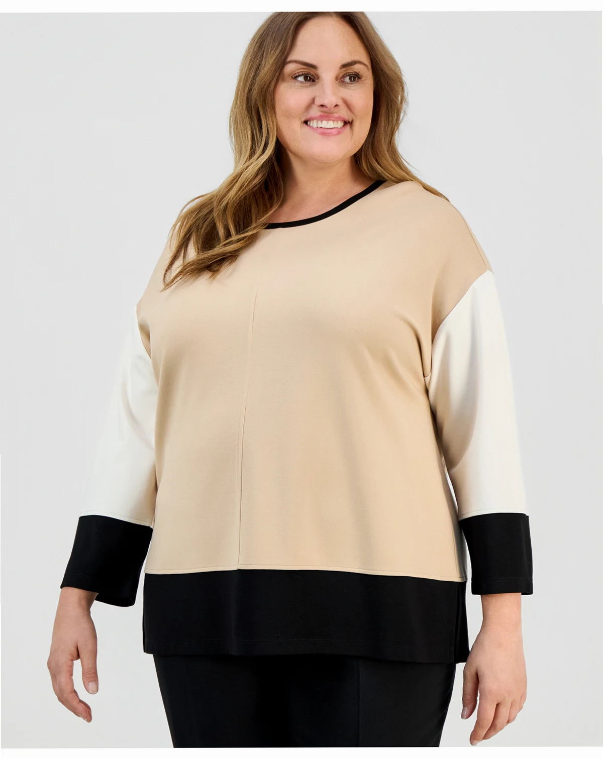 Plus Size Colorblock Dolman-Sleeve Top