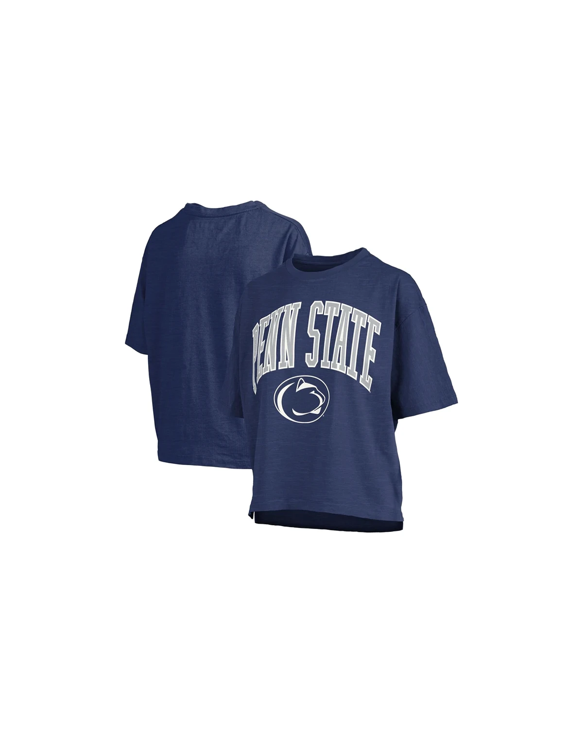 Women's Navy Penn State Nittany Lions Nelson Arch Over Logo Waist Length Oversized Slub T-Shirt