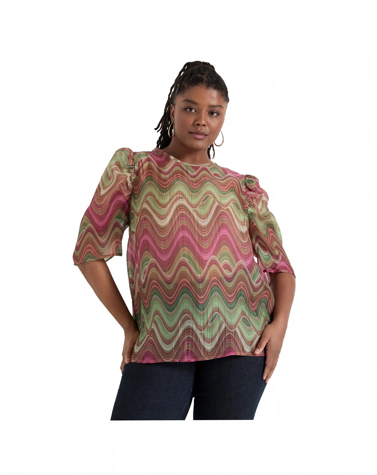 Women's Mutton-Sleeve Organza Blouse