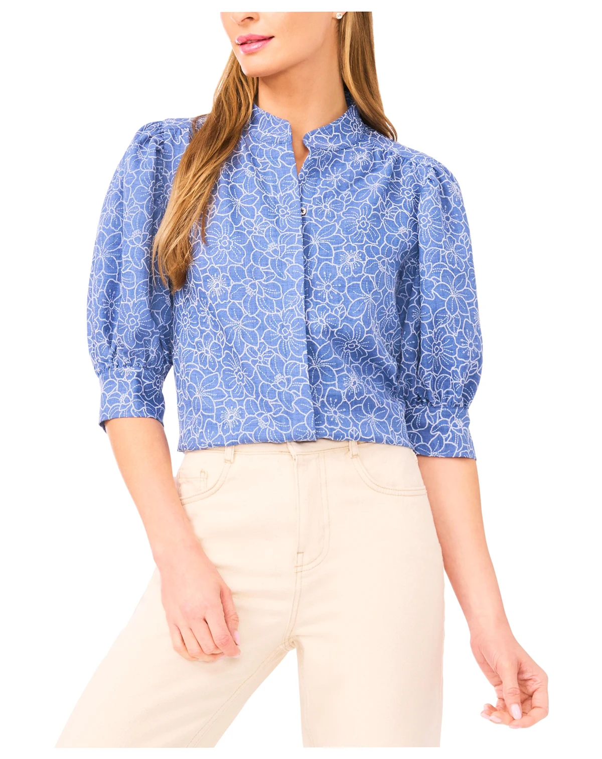 Women's Collared Neck Short-Sleeve Blouse