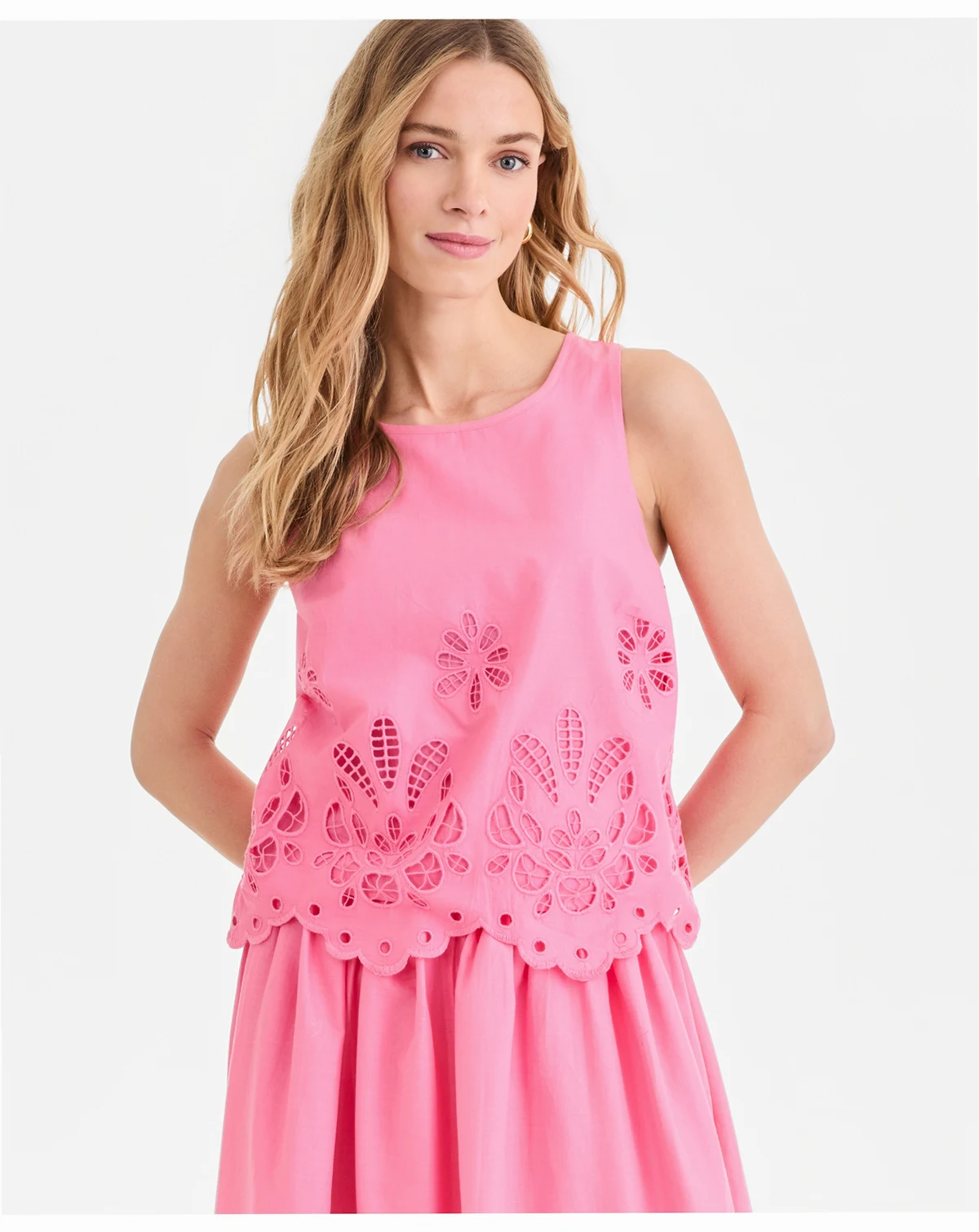 Women's Cotton Eyelet Lace Sleeveless Top, Macy's Exclusive
