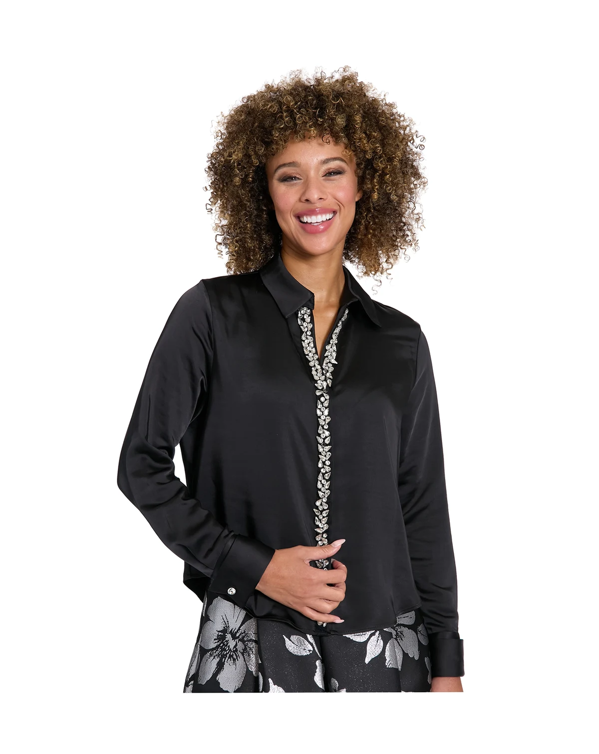Women's Long-Sleeve Satin Top