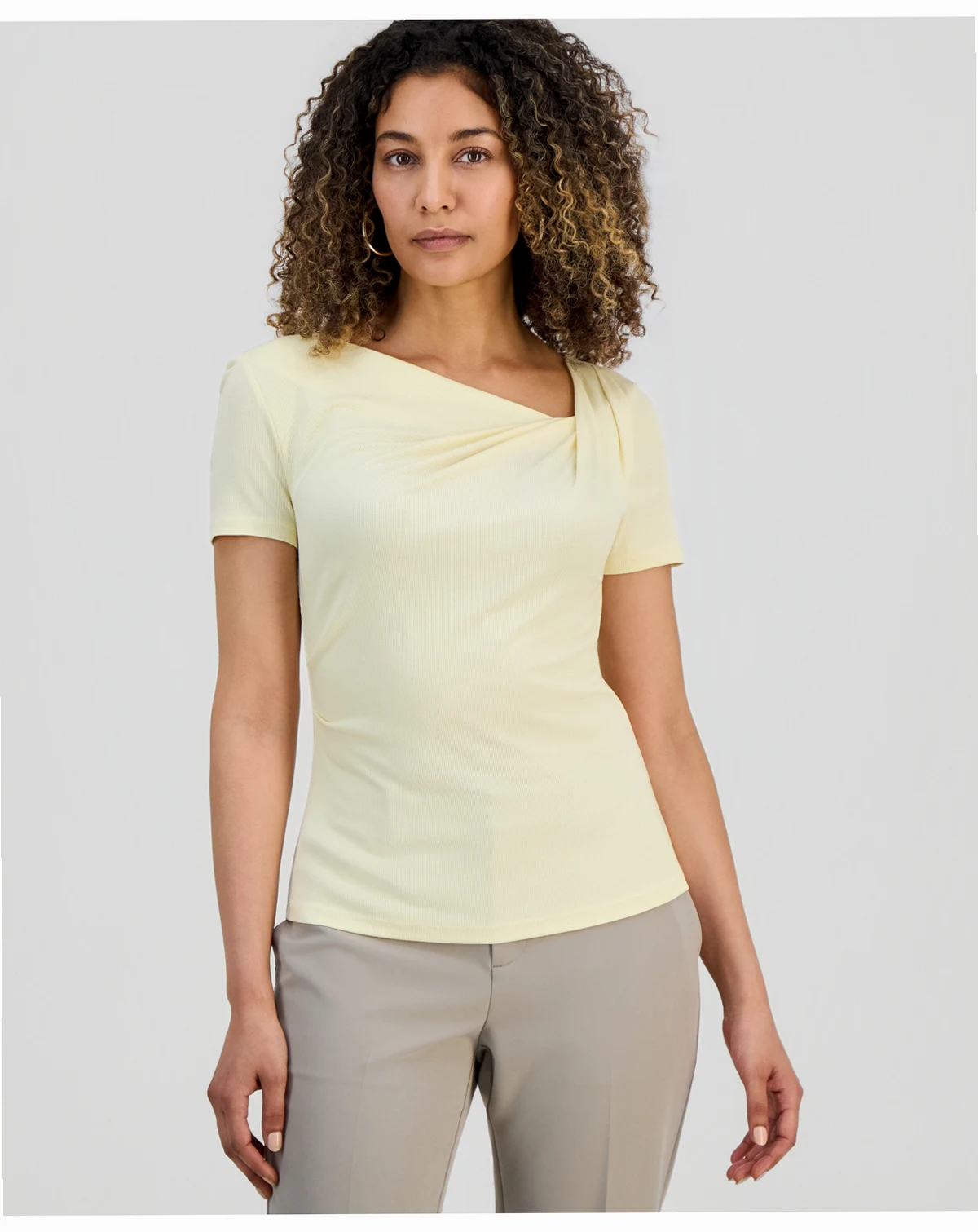 Petite Asymmetrical-Neck Top, Macy's Exclusive