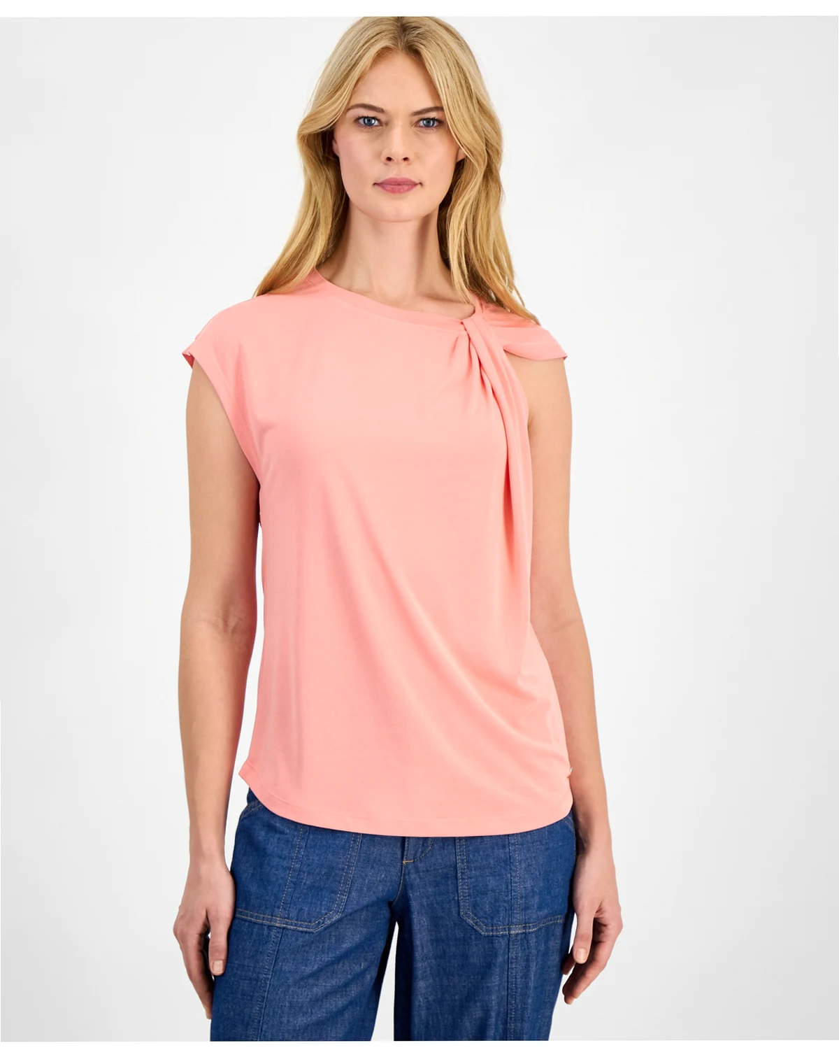 Women's Solid Twist-Neck Tank Top