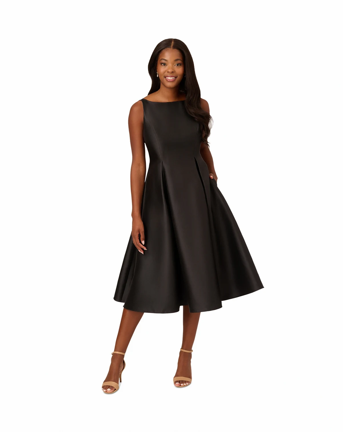 Women's Boat-Neck Fit & Flare Midi Dress